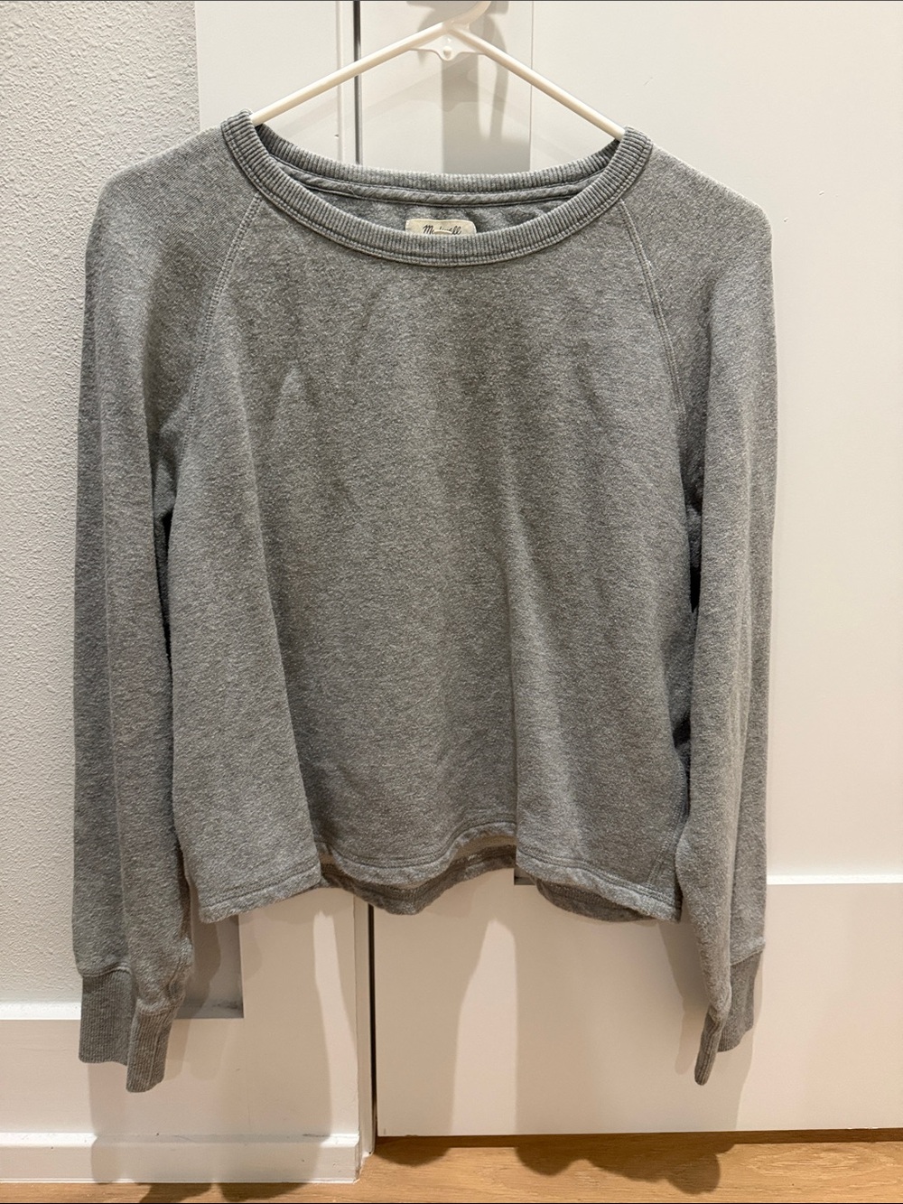 Madewell Heather Gray Pullover, Slightly Cropped, Sweatshirt